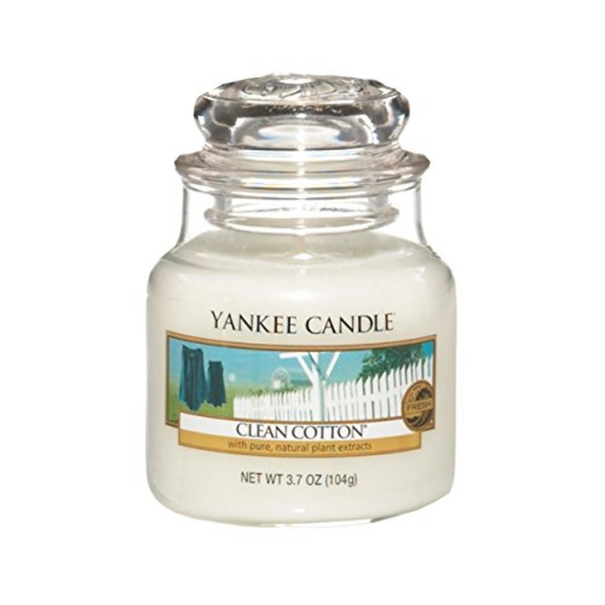 Yankee Candle, Clean Cotton, Lumânare parfumată, 104 g
