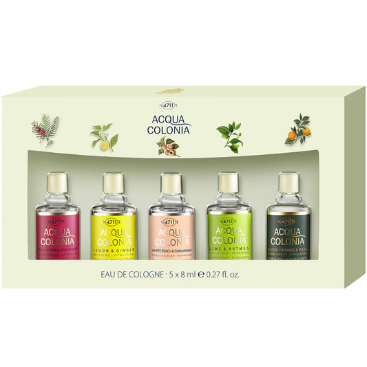 Set 4711: Acqua Colonia Lemon & Ginger, Apa de colonie, Unisex, 8 ml + Acqua Colonia Lychee & White Mint, Apa de colonie, Unisex, 8 ml + Acqua Colonia Lime & Nutmeg, Apa de colonie, Unisex, 8 ml + Acqua Colonia Blood Orange & Basil, Apa de colonie, Uni...