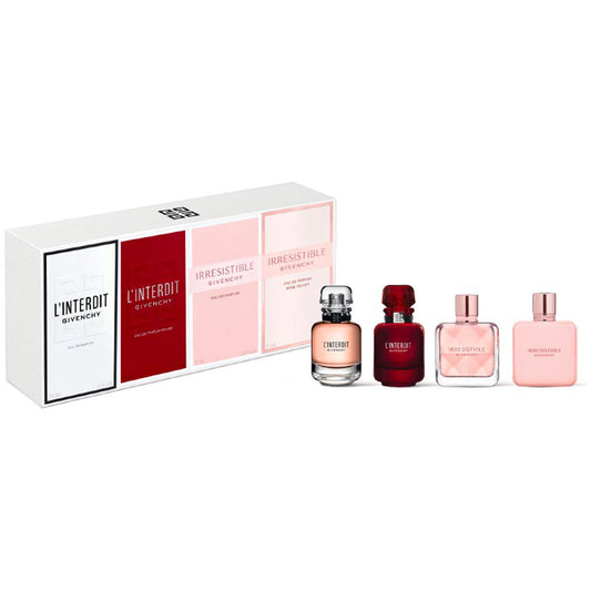 Set Givenchy: L'Interdit, Eau De Parfum, For Femei, 10 ml *Miniature + L' Interdit Rouge, Eau De Parfum, For Femei, 10 ml *Miniature + Irresistible, Eau De Parfum, For Femei, 8 ml *Miniature + Irresistible Rose Velvet, Eau De Parfum, For Femei, 8 ml *M...