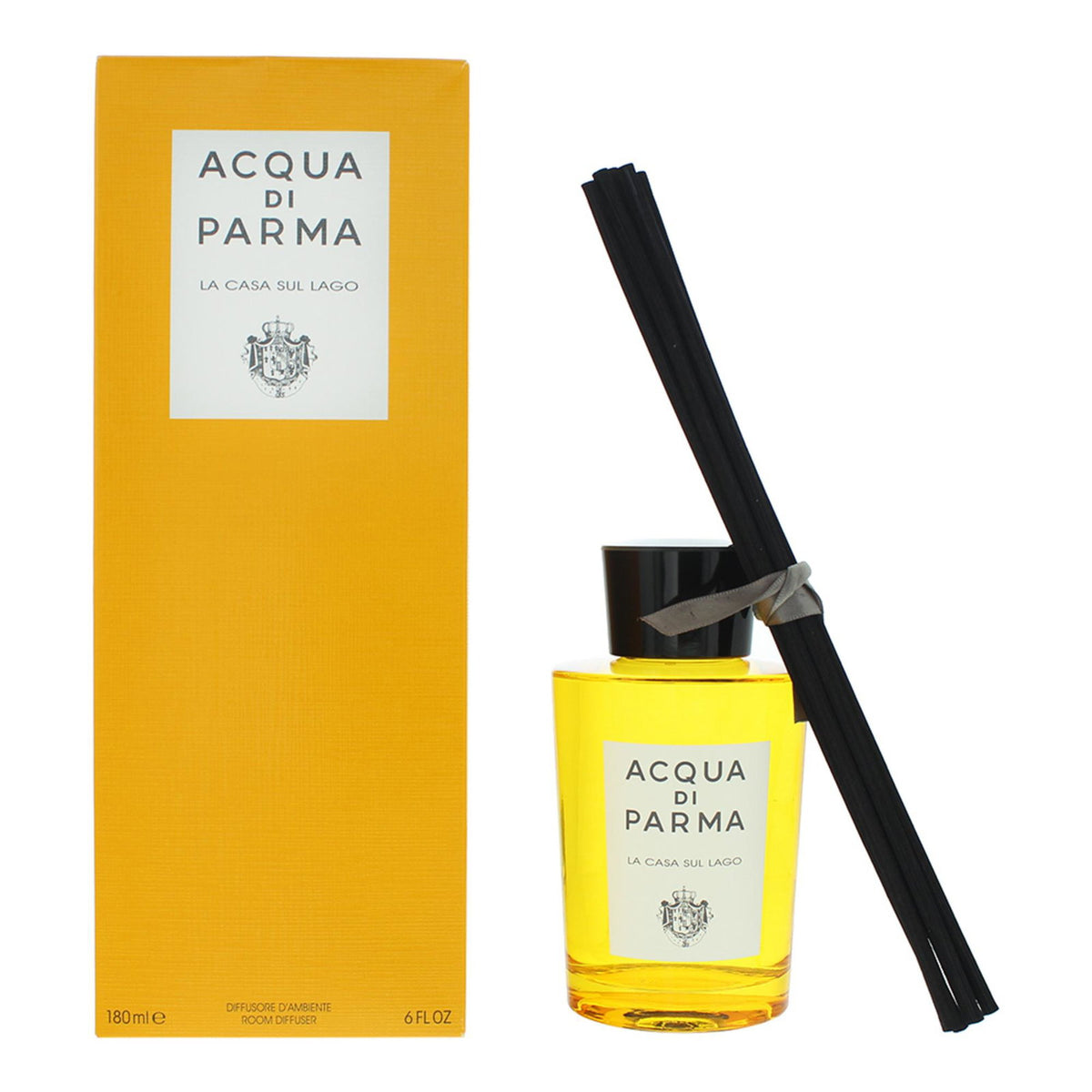 Acqua di Parma, La Casa Sul Lago, Stuf, Floral, Acvatic, Musc, Difuzor de aromă cu bețișoare, Galben, 180 ml