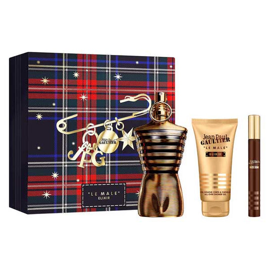 Set Jean Paul Gaultier: Le Male Elixir, Apa de parfum, Barbati, 125 ml + Le Male Elixir, Apa de parfum, Barbati, 10 ml + Le Male Elixir, Shower Gel, 75 ml