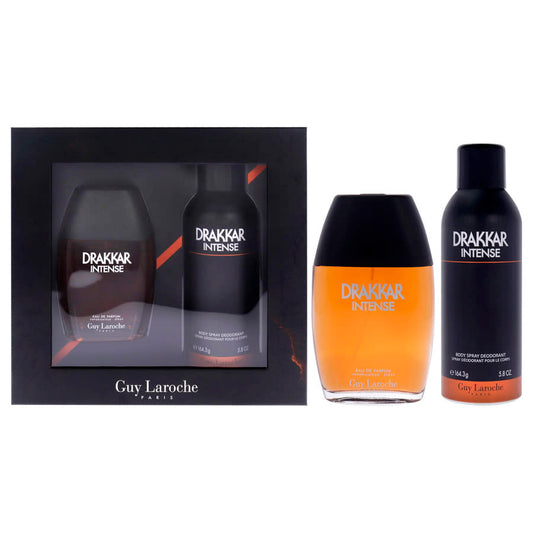 Set Guy Laroche: Drakkar Noir Intense, Apa de parfum, Barbati, 100 ml + Drakkar Noir Intense, Body Spray, 200 ml