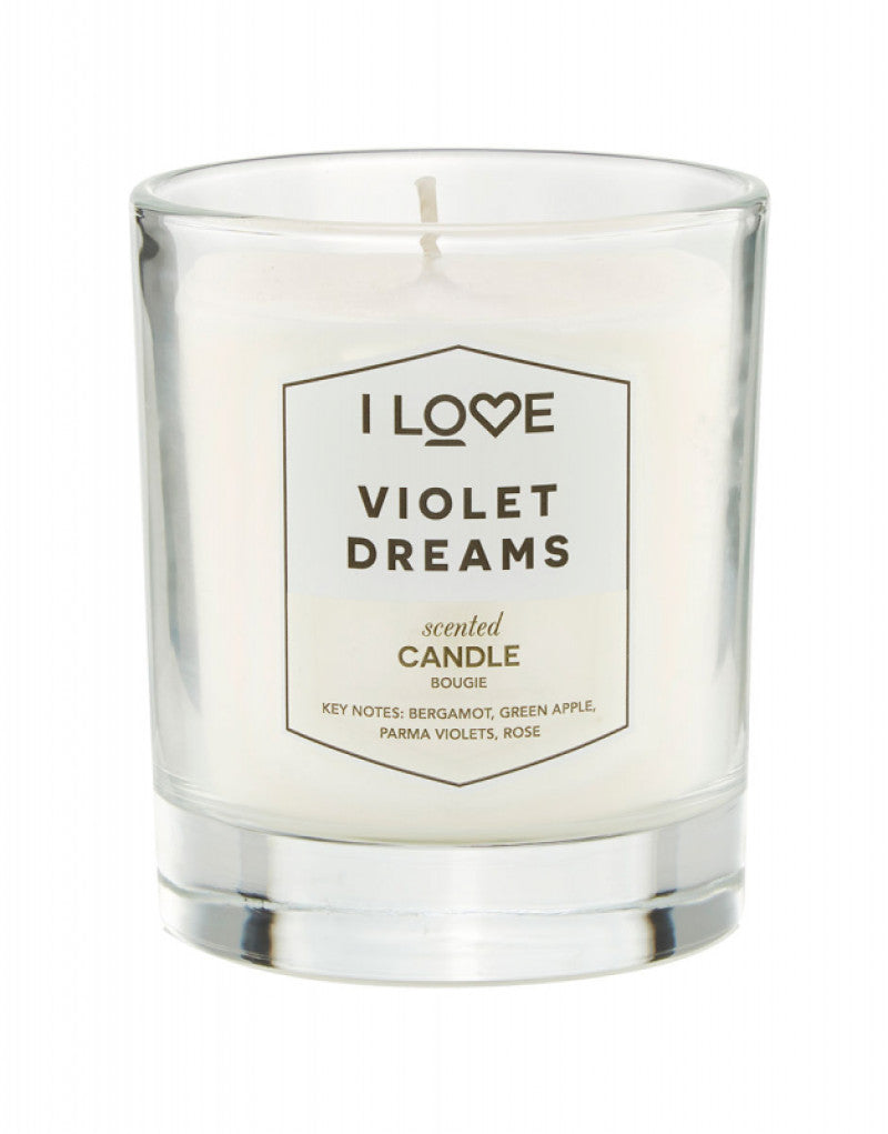 I Love, Signature Collection, Bergamotă, măr verde, violete de Parma, trandafir, Lumânare parfumată, 160 g
