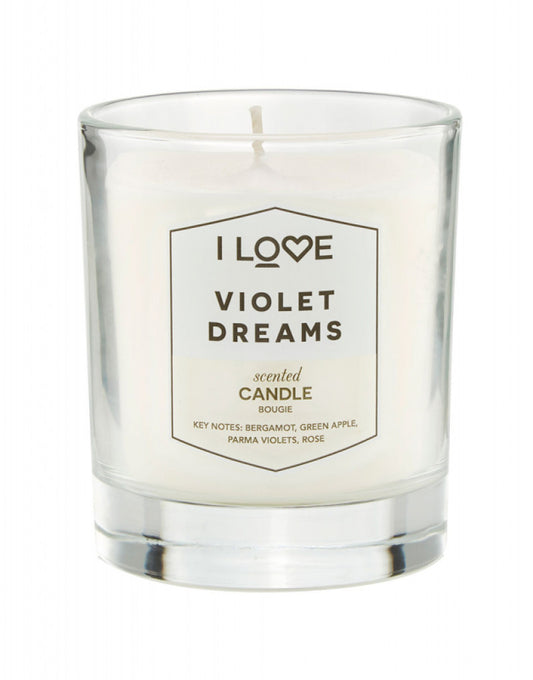 I Love, Signature Collection, Bergamotă, măr verde, violete de Parma, trandafir, Lumânare parfumată, 160 g