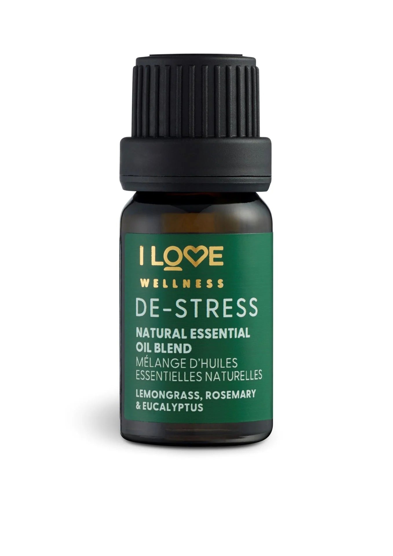 I Love, Wellness De-Stress, Iarbă de lămâie, Rozmarin, Eucalipt și Lavandin, Ulei esențial, 10 ml