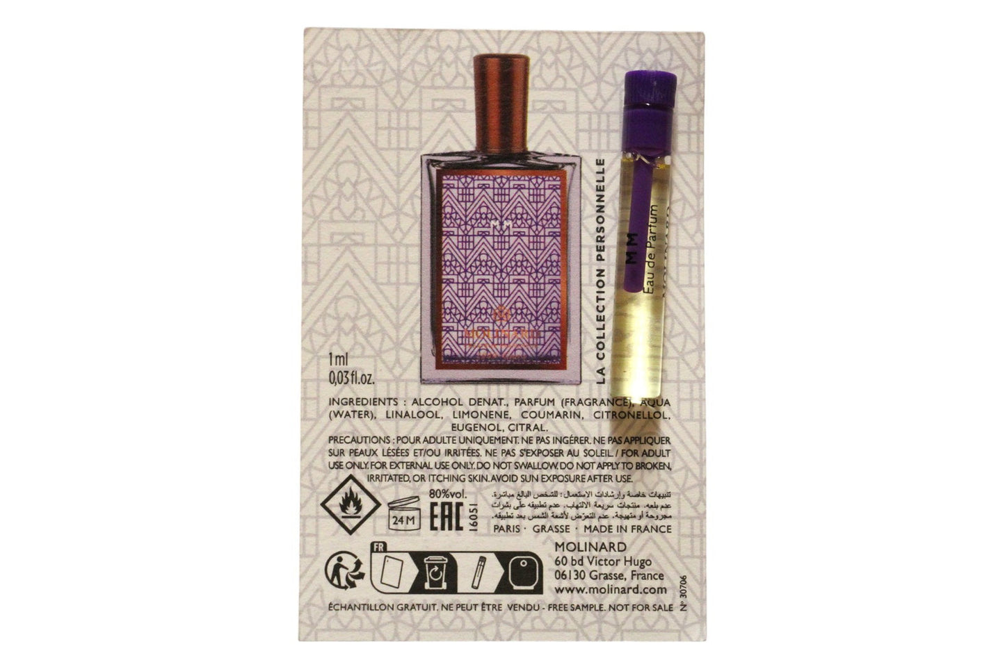 Molinard, Collection Personnelle - MM, Apă de parfum, Unisex, 1 ml Flacon
