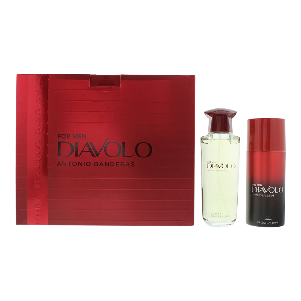 Set Antonio Banderas: Diavolo, Apa de toaleta, Barbati, 100 ml + Diavolo, 24h Protection, Deodorant Spray, Barbati, 150 ml