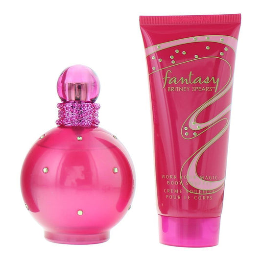 Set Britney Spears: Fantasy, Apa de parfum, Femei, 100 ml + Fantasy, Hydrating, Body Souffle, 100 ml