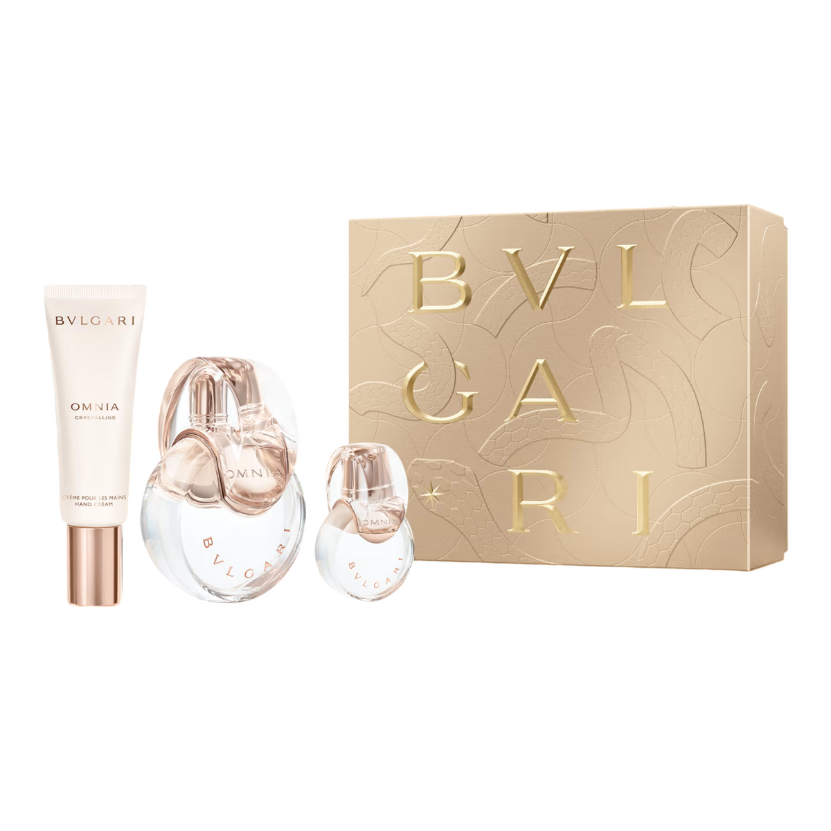 Set Bvlgari: Omnia Crystalline, Eau De Toilette, For Femei, 100 ml + Omnia Crystalline, Eau De Toilette, For Femei, 15 ml *Miniature + Omnia Crystalline, Hydrating, Hand Cream, 40 ml