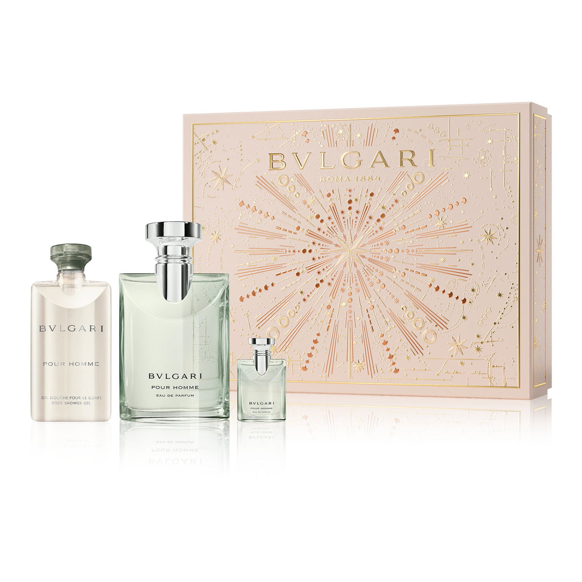 Set Bvlgari: Pour Homme, Eau De Parfum, For Men, 100 ml + Pour Homme, Eau De Parfum, For Men, 5 ml *Miniature + Pour Homme, Hydrating, Shower Gel, Body, All Skin Types, 75 ml