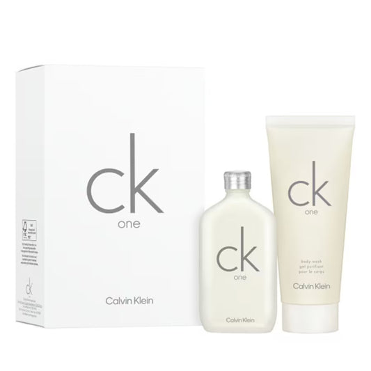 Set Calvin Klein: CK One, Apa de Toaleta, Unisex, 50 ml + CK One, Body Wash, For Hair & Body, 100 ml