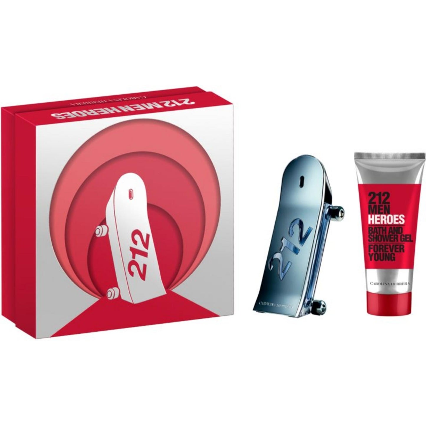 Set Carolina Herrera: 212 Heroes, Apa de toaleta, Barbati, 90 ml + 212 Heroes, Shower Gel, For All Skin Types, 100 ml