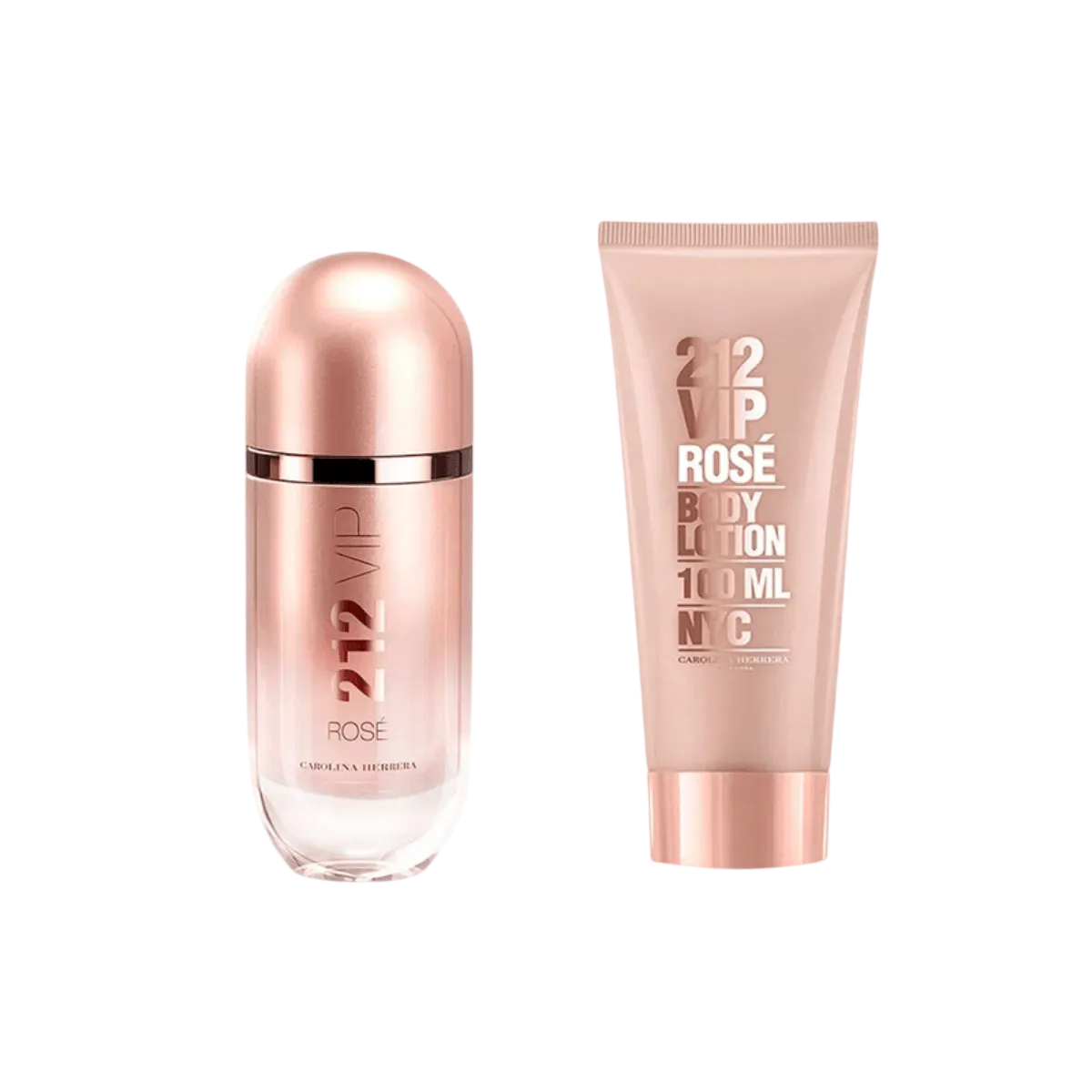 Set Carolina Herrera: 212 VIP Rose, Eau De Parfum, For Femei, 80 ml + 212 VIP Rose, Moisturising, Body Lotion, 100 ml