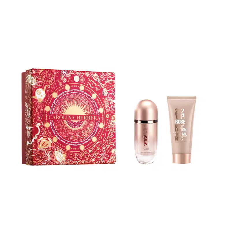 Set Carolina Herrera: 212 VIP Rose, Eau De Parfum, For Femei, 80 ml + 212 VIP Rose, Moisturising, Body Lotion, 100 ml