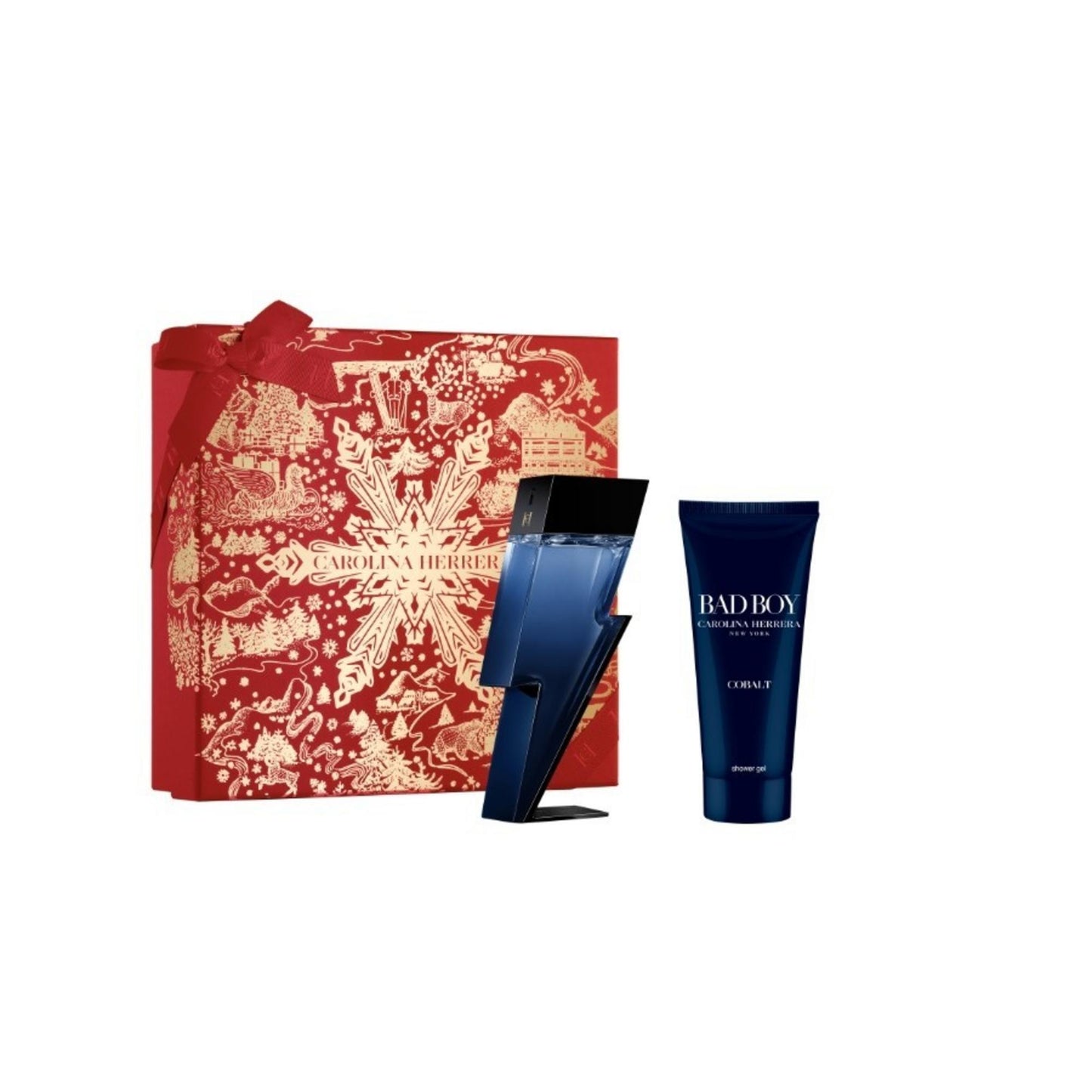 Set Carolina Herrera: Bad Boy Cobalt, Eau De Parfum, Barbati, 100 ml + Bad Boy Cobalt, Refreshing, Shower Gel, For All Skin Types, 100 ml