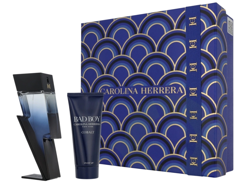 Set Carolina Herrera: Bad Boy Cobalt Elixir, Eau De Parfum, Barbati, 100 ml + Bad Boy Cobalt, Refreshing, Shower Gel, For All Skin Types, 100 ml