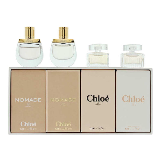 Set Chloe: Signature, Eau De Toilette, For Femei, 5 ml *Miniature + Nomade, Eau De Toilette, For Femei, 5 ml *Miniature + Nomade Nuit D'Egypte, Eau De Toilette, For Femei, 5 ml *Miniature + Lumineuse, Eau De Toilette, For Femei, 5 ml *Miniature