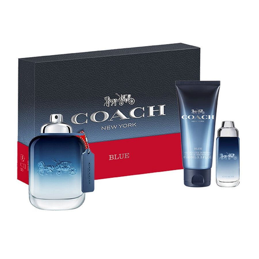 Set Coach: Blue, Apa de toaleta, Barbati, 100 ml + Blue, Apa de toaleta, Barbati, 15 ml + Blue, Shower Gel, Beard & Hair, 100 ml