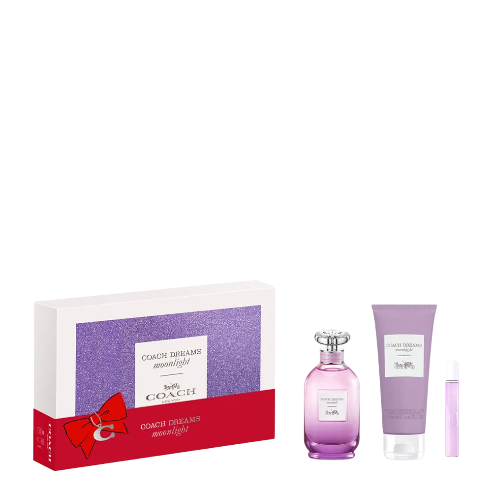 Set Coach: Dreams Moonlight, Apa de parfum, Femei, 90 ml + Dreams Moonlight, Apa de toaleta, Femei, 15 ml + Dreams Moonlight, Moisturizing, Body Lotion, 100 ml