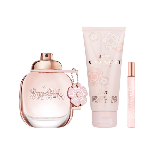 Set Coach: Floral, Apa de parfum, Femei, 90 ml + Floral, Apa de parfum, Femei, 7.5 ml + Floral, Body Lotion, All Over The Body, 100 ml