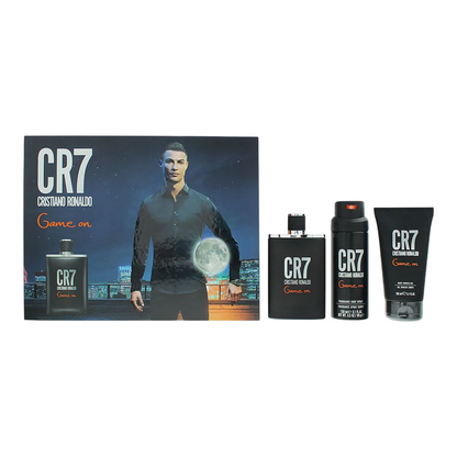 Set Cristiano Ronaldo: CR7 Game On, Apa de toaleta, Barbati, 100 ml + CR7 Game On, Shower Gel, Body, 150 ml + CR7 Game On, Refreshing, Deodorant Spray, Barbati, 150 ml