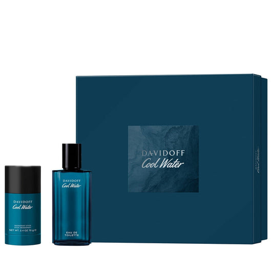 Set Davidoff: Cool Water, Apa de toaleta, Barbati, 75 ml + Cool Water, 24h Protection, Deodorant Stick, Barbati, 75 g