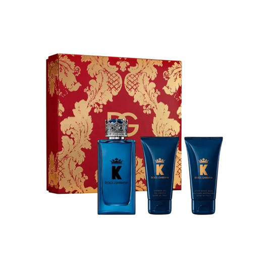 Set Dolce & Gabbana: K By Dolce Gabbana, Apa de parfum, Barbati, 100 ml + K By Dolce Gabbana, Cleansing, Shower Gel, For All Skin Types, 50 ml + K By Dolce Gabbana, Moisturization, After-Shave Balm, 50 ml