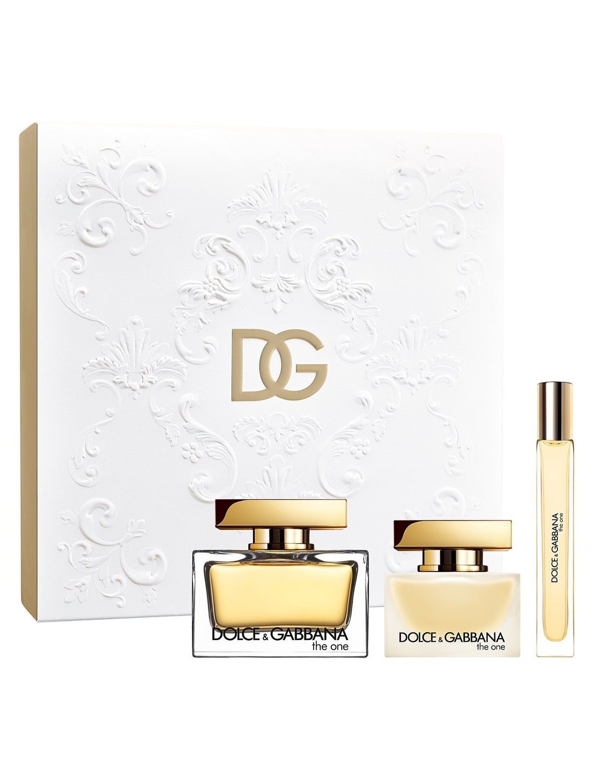 Set Dolce & Gabbana: The One, Eau De Parfum, For Femei, 75 ml + The One, Hair Scented Mist, For Femei, 30 ml + The One, Eau De Parfum, For Femei, 10 ml