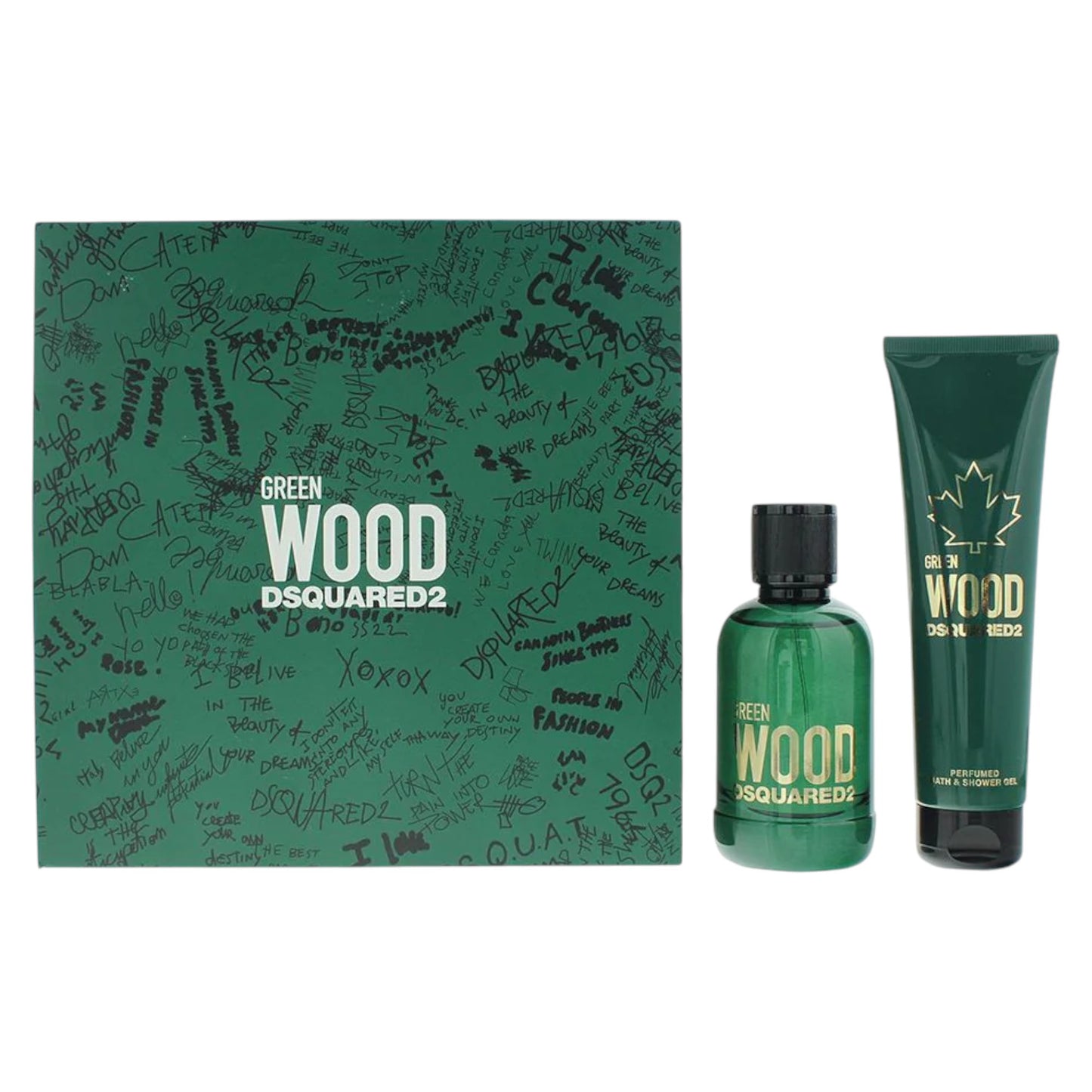 Set Dsquared 2: Green Wood, Apa de toaleta, Barbati, 100 ml + Green Wood, Shower Gel, All Skin Types, 150 ml