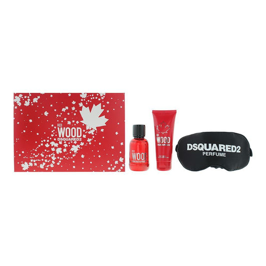 Set Dsquared 2: Red Wood, Apa de toaleta, Femei, 50 ml + Red Wood, Shower Gel & Shampoo 2-In-1, 50 ml + Dsquared, Sleep Mask, Black, Universal