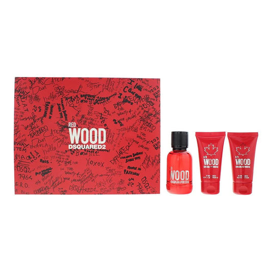 Set Dsquared 2: Red Wood, Eau De Toilette, For Femei, 50 ml + Red Wood, Shower Gel & Shampoo 2-In-1, 50 ml + Red Wood, Body Lotion, 50 ml