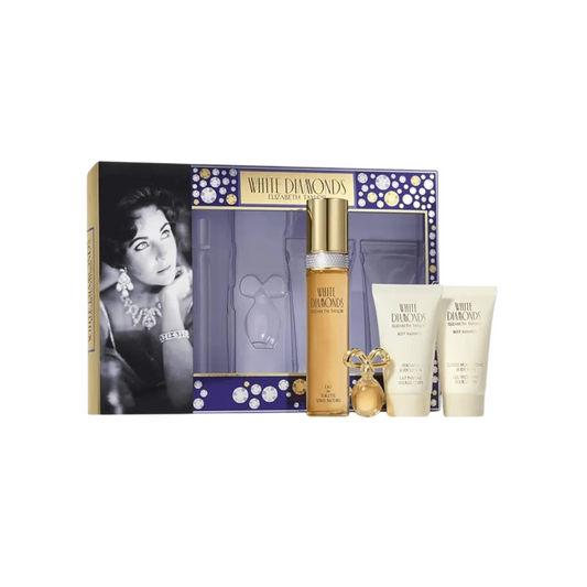 Set Elizabeth Taylor: White Diamonds, Apa de toaleta, Femei, 50 ml + White Diamonds, Parfum, Femei, 3.7 ml *Miniature + White Diamonds, Hydrating, Body Lotion, 50 ml + White Diamonds, Body Wash, 50 ml