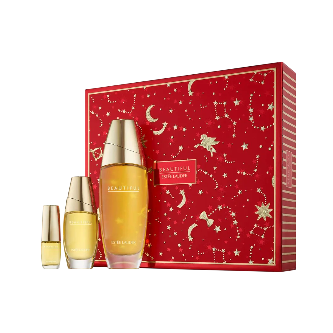 Set Estee Lauder: Beautiful, Apa de parfum, Femei, 100 ml + Beautiful, Apa de parfum, Femei, 30 ml + Beautiful, Apa de parfum, Femei, 4.7 ml
