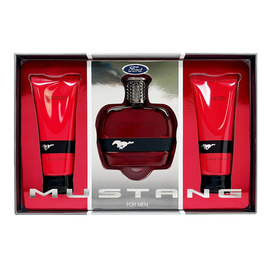 Set Ford: Mustang Red, Apa de toaleta, Barbati, 100 ml + Mustang Red, After-Shave Balm, 100 ml + Mustang Red, Cleansing, Shower Gel, For All Skin Types, 100 ml