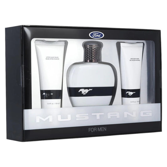 Set Ford: Mustang White, Apa de toaleta, Barbati, 100 ml + Mustang White, After-Shave Balm, 100 ml + Mustang White, Body Wash, For Hair & Body, 100 ml