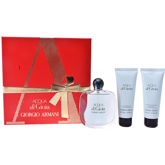 Set Giorgio Armani: Acqua di Gioia, Apa de parfum, Femei, 100 ml + Acqua di Gioia, Body Lotion, Body, 75 ml + Acqua di Gioia, Shower Gel, All Skin Types, 75 ml