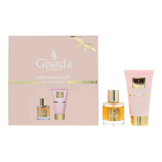 Set Gisada: Ambassadora, Apa de parfum, Femei, 50 ml + Ambassador, Cleansing, Shower Gel, All Over Body, All Skin Types, 100 ml