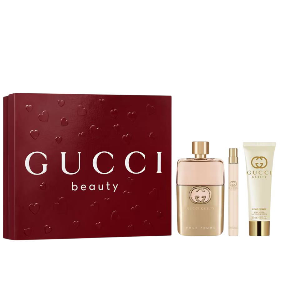 Set Gucci: Guilty, Eau De Parfum, For Femei, 90 ml + Guilty, Eau De Parfum, For Femei, 10 ml + Guilty, Moisturizing, Body Lotion, 50 ml