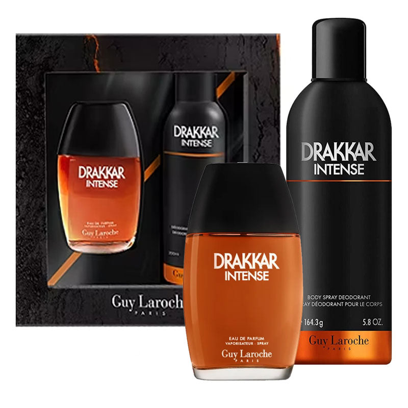 Set Guy Laroche: Drakkar Noir Intense, Eau De Parfum, Barbati, 100 ml + Drakkar Noir Intense, Body Spray, 200 ml