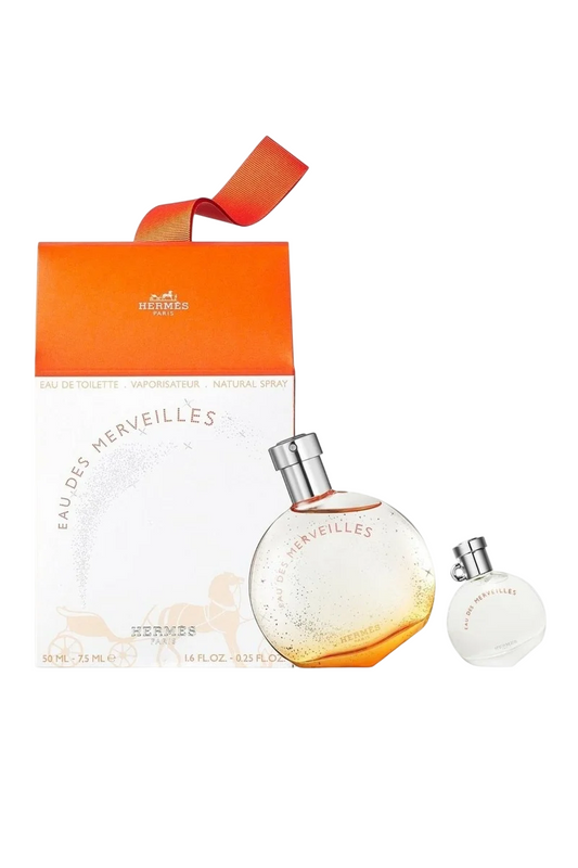 Set Hermes: Eau des Merveilles, Eau De Toilette, For Femei, 50 ml + Eau des Merveilles, Eau De Toilette, For Femei, 7.5 ml *Miniature