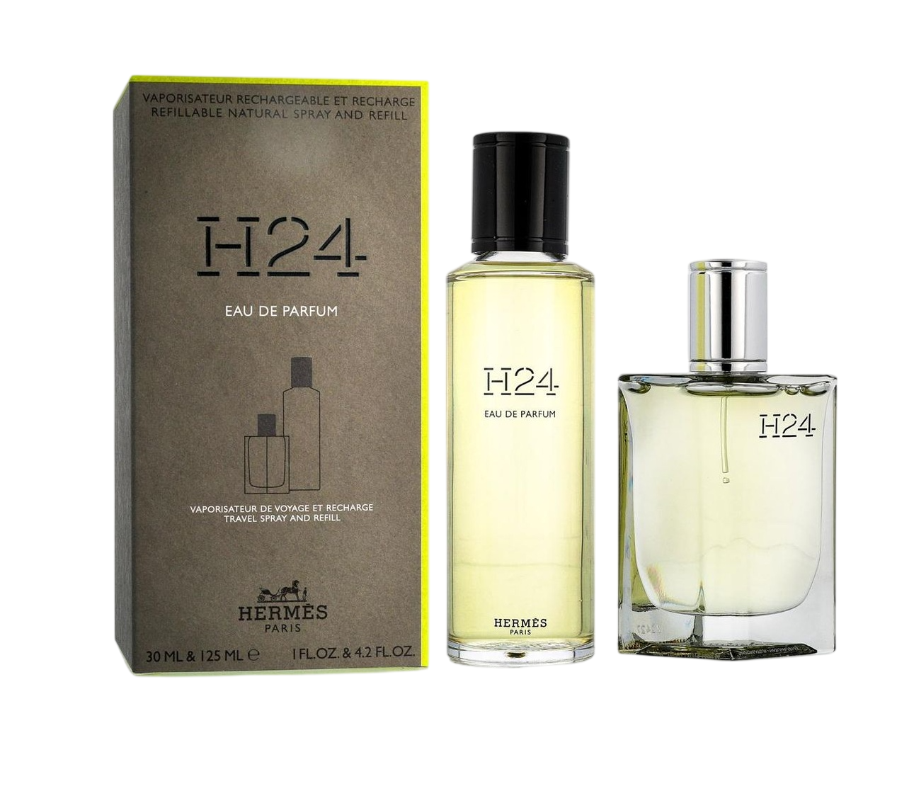 Set Hermes: H24, Eau De Parfum, Barbati, 30 ml + H24, Eau De Parfum, Barbati, Refill, Refillable, 125 ml