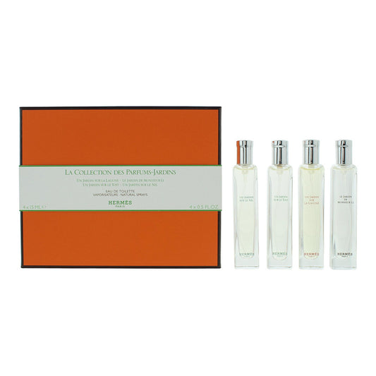Set Hermes: Un Jardin Sur Le Nil, Apa de toaleta, Unisex, 15 ml + Un Jardin Sur Le Toit, Apa de toaleta, Unisex, 15 ml + Un Jardin Sur La Lagune, Apa de toaleta, Unisex, 15 ml + Le Jardin de Monsieur Li, Apa de toaleta, Femei, 15 ml