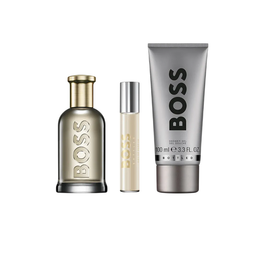 Set Hugo Boss: Boss Bottled, Eau De Parfum, Barbati, 100 ml + Boss Bottled, Eau De Parfum, Barbati, 10 ml + Boss Bottled, Cleansing, Shower Gel, For All Skin Types, 100 ml