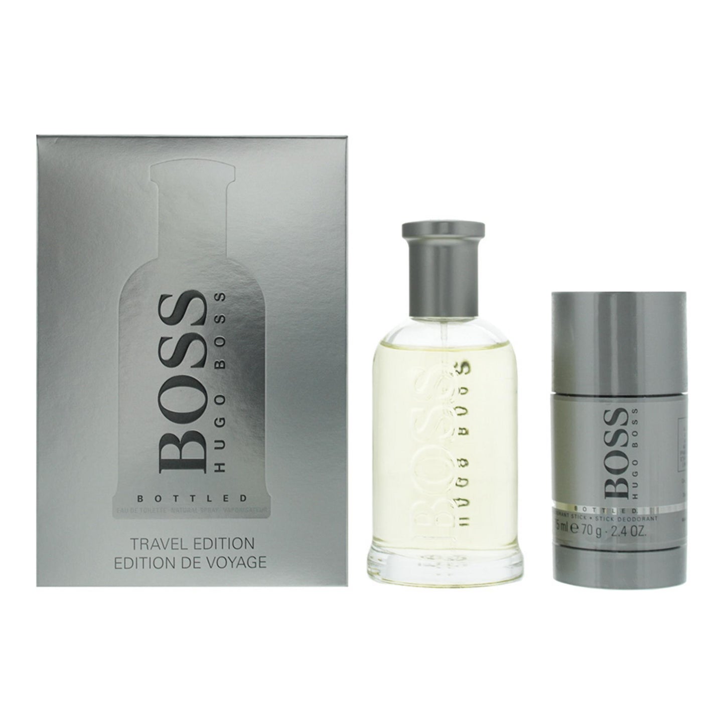 Set Hugo Boss: Boss Bottled, Apa de Toaleta, Barbati, 100 ml + Boss Bottled, Sandalwood, Cider and Vetiver, Deodorant Stick, Barbati, 75 ml