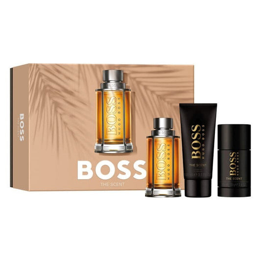 Set Hugo Boss: The Scent, Eau De Toilette, Barbati, 100 ml + The Scent, Deodorant Stick, Barbati, 75 ml + The Scent, Cleansing, Shower Gel, For All Skin Types, 100 ml