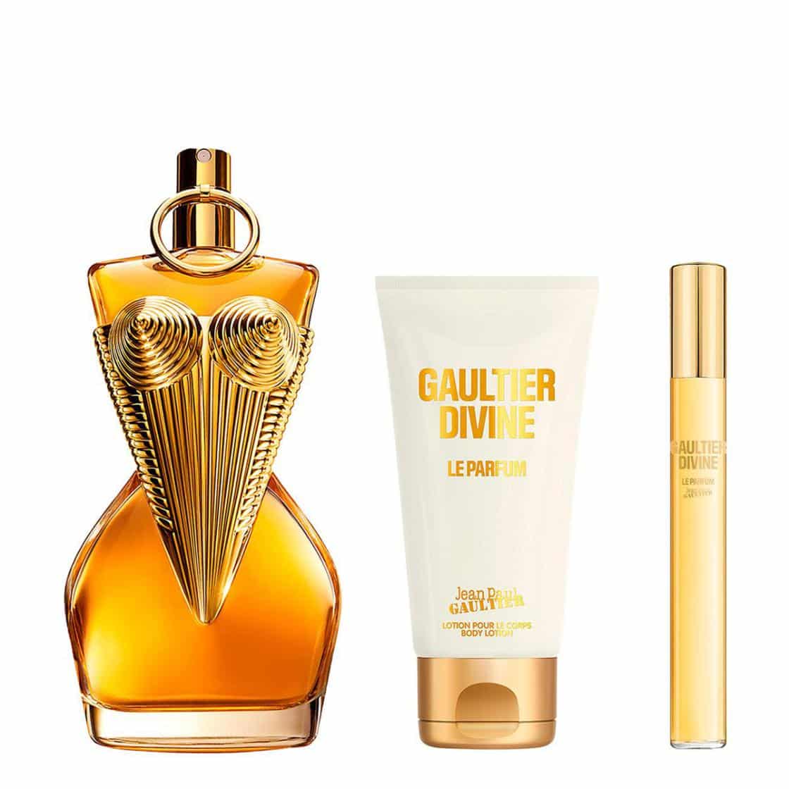 Set Jean Paul Gaultier: Divine Le Parfum, Apa de parfum, Femei, 100 ml + Divine Le Parfum, Apa de parfum, Femei, 10 ml + Divine Le Parfum, Daily, Body Lotion, Body, 75 ml