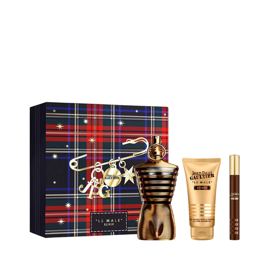 Set Jean Paul Gaultier: Le Male Elixir, Apa de parfum, Barbati, 125 ml + Le Male Elixir, Apa de parfum, Barbati, 10 ml + Le Male Elixir, Shower Gel, 75 ml