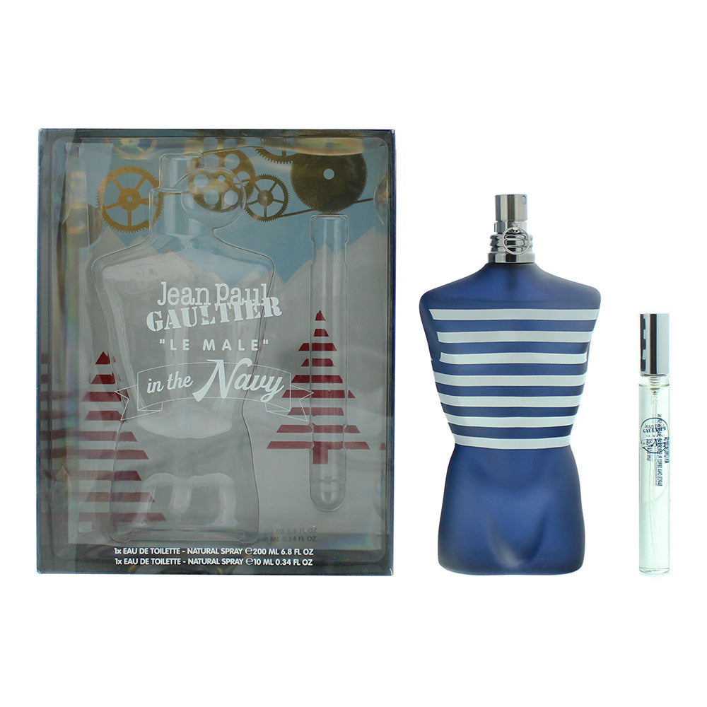 Set Jean Paul Gaultier: Le Male In The Navy, Apa de toaleta, Barbati, 125 ml + Le Male In The Navy, Apa de toaleta, Barbati, 10 ml