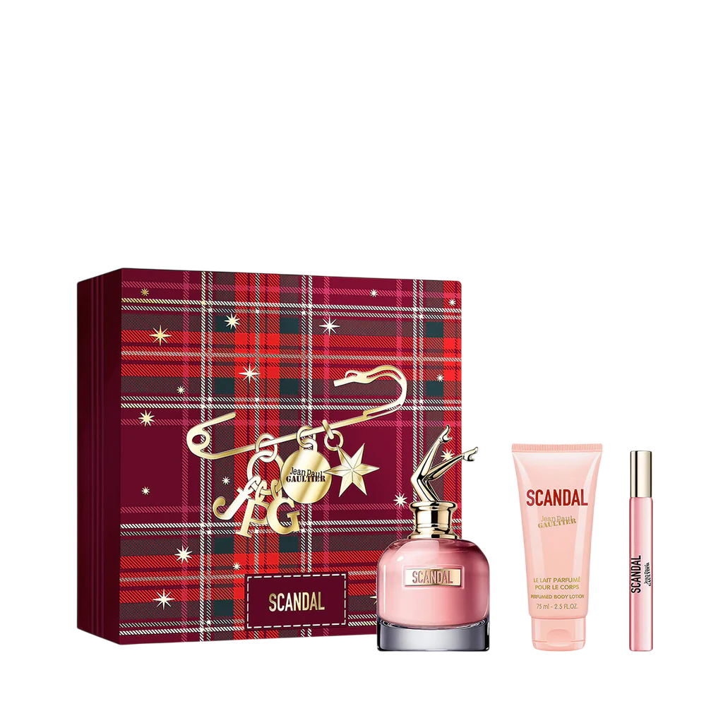 Set Jean Paul Gaultier: Scandal, Apa de parfum, Femei, 80 ml + Scandal, Apa de parfum, Femei, 10 ml + Scandal, Hydrating, Body Lotion, 100 ml