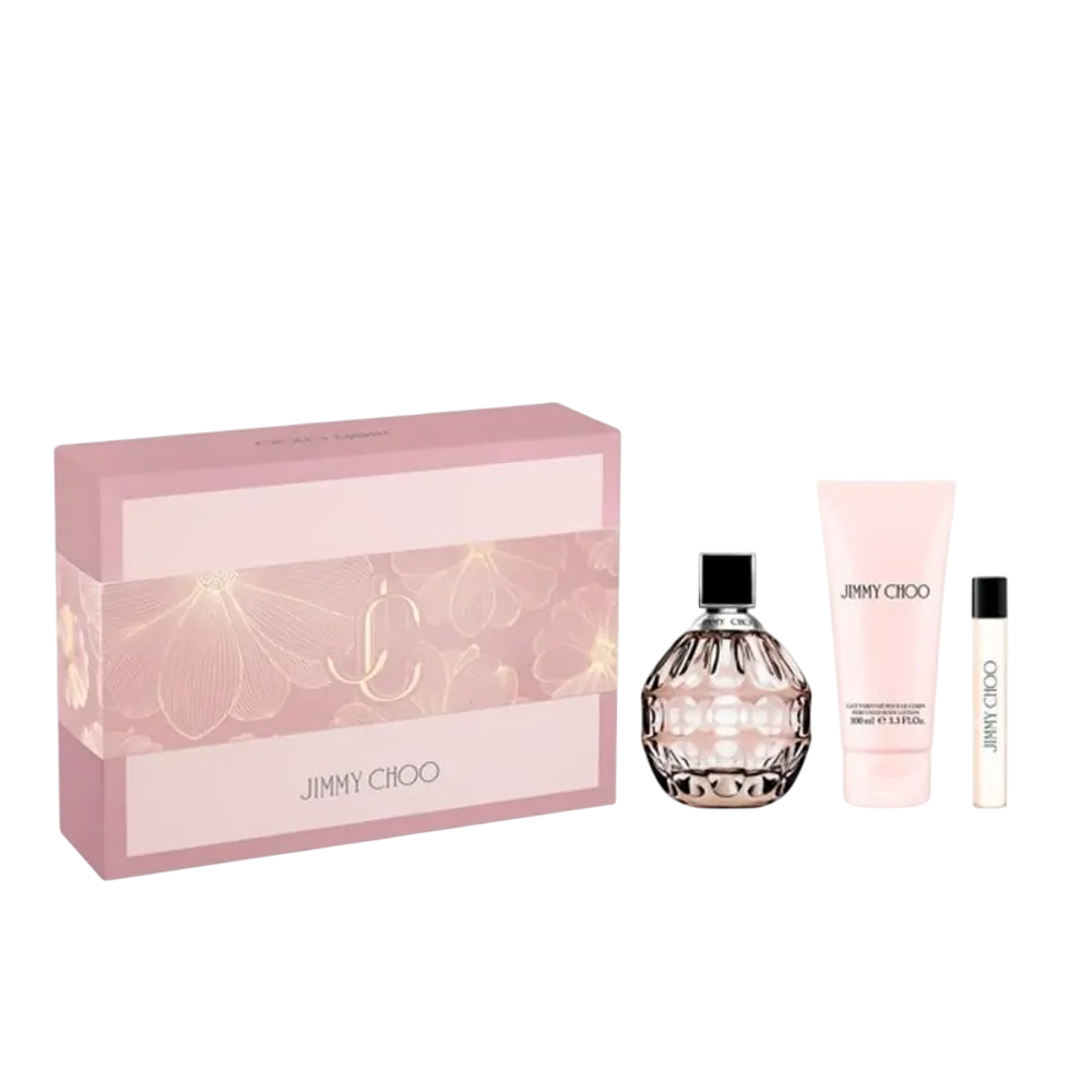 Set Jimmy Choo: Jimmy Choo, Moisturizing, Body Lotion, 100 ml + Jimmy Choo, Eau De Parfum, For Femei, 7.5 ml + Jimmy Choo, Eau De Parfum, For Femei, 100 ml